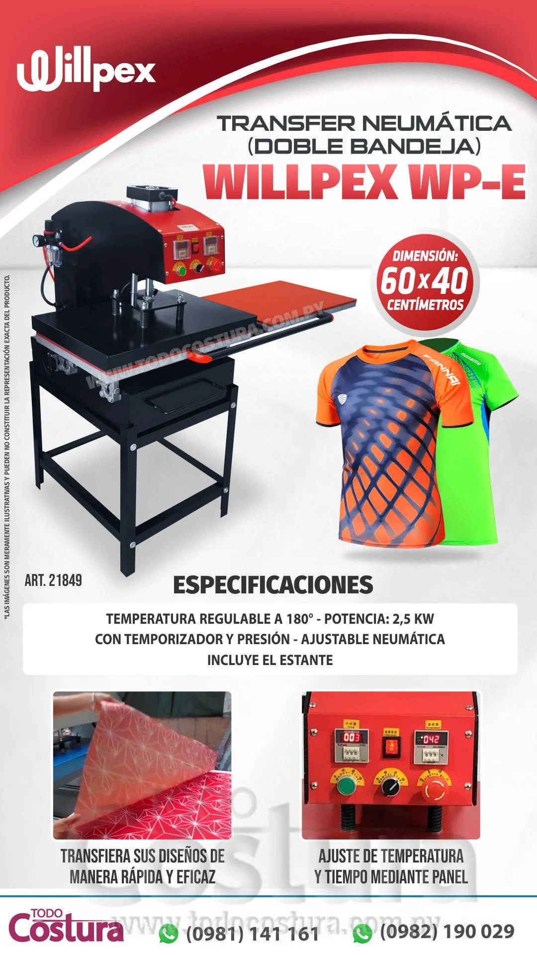 TRANSFER NEUMATICA (60X40CM - 2 BASES) WILLPEX WP-E